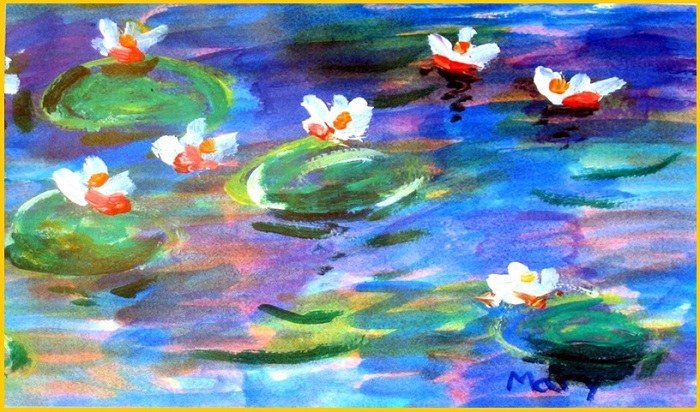 Coffin Water Lilies Painting